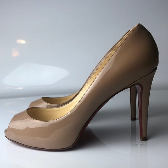 Christian Louboutin Shoes - Christian Louboutin Flo 100 Tan Nude Heels 36.5